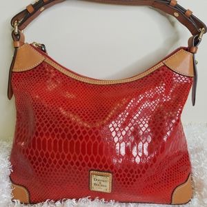Dooney and Bourke Red Snakeskin Hobo Bag w/ COA
